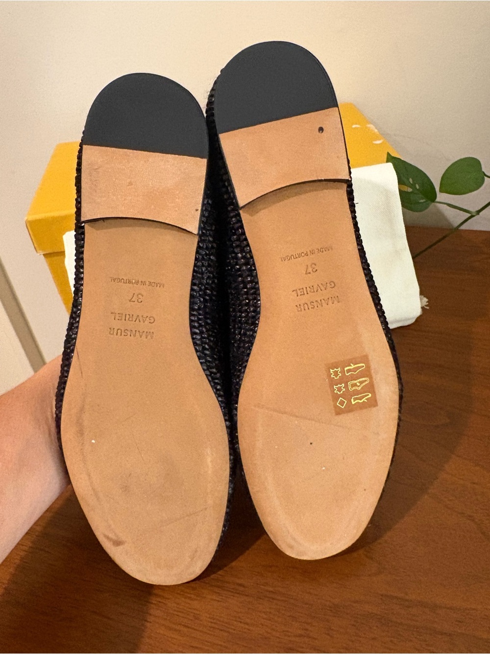 Mansur Gavriel Black Woven Square-Toe Ballet Flats size 7 Italian 37 New in Box - Picture 10 of 13